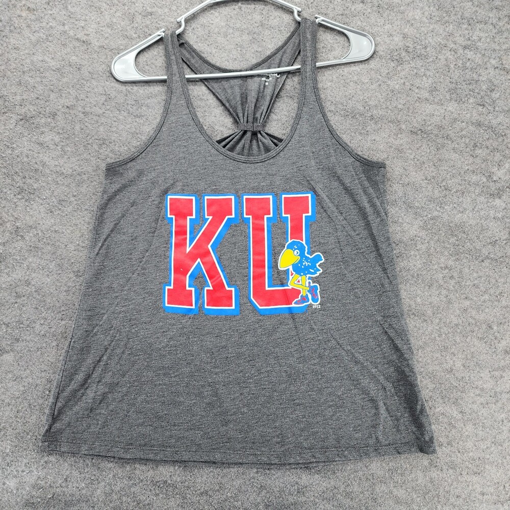 Kansas Jayhawks Tank Top Womens Medium Sleeveless Gray Champion